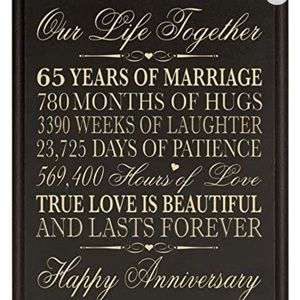 65 Years Marriage Plaque